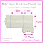 150mm Square Short Side Pocket Fold - Crystal Perle Metallic Antique Silver