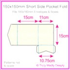 150mm Square Short Side Pocket Fold - Crystal Perle Metallic Arctic White
