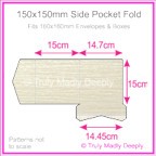 150mm Square Side Pocket Fold - Crystal Perle Metallic Arctic White Lumina