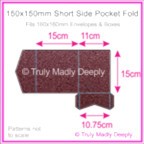 150mm Square Short Side Pocket Fold - Crystal Perle Metallic Berry Purple