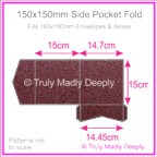 150mm Square Side Pocket Fold - Crystal Perle Metallic Berry Purple
