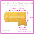150mm Square Short Side Pocket Fold - Crystal Perle Metallic Gold