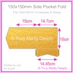 150mm Square Side Pocket Fold - Crystal Perle Metallic Gold