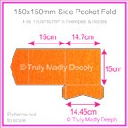 150mm Square Side Pocket Fold - Crystal Perle Metallic Orange