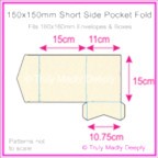 150mm Square Short Side Pocket Fold - Crystal Perle Metallic Sandstone