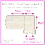 150mm Square Short Side Pocket Fold - Crystal Perle Metallic Sandstone Lumina