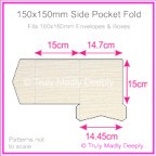150mm Square Side Pocket Fold - Crystal Perle Metallic Sandstone Lumina