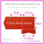 150mm Square Side Pocket Fold - Crystal Perle Metallic Scarlet Red
