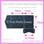 150mm Square Short Side Pocket Fold - Crystal Perle Metallic Sparkling Blue