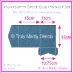 150mm Square Short Side Pocket Fold - Curious Metallics Blue Print