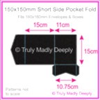 150mm Square Short Side Pocket Fold - Keaykolour Original Jet Black