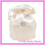Wedding Bridal Bag - Ivory Heart Diamante Buckle
