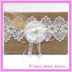 Wedding Guest Book - Hessian, Lace and Flower